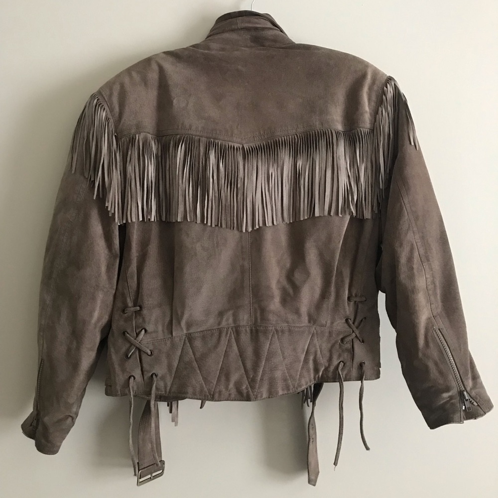 Final offer: Vintage Suede Moto Jacket With Fringe